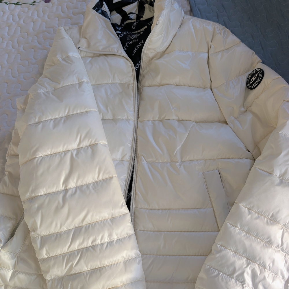 DKNY White Puffer Jacket
